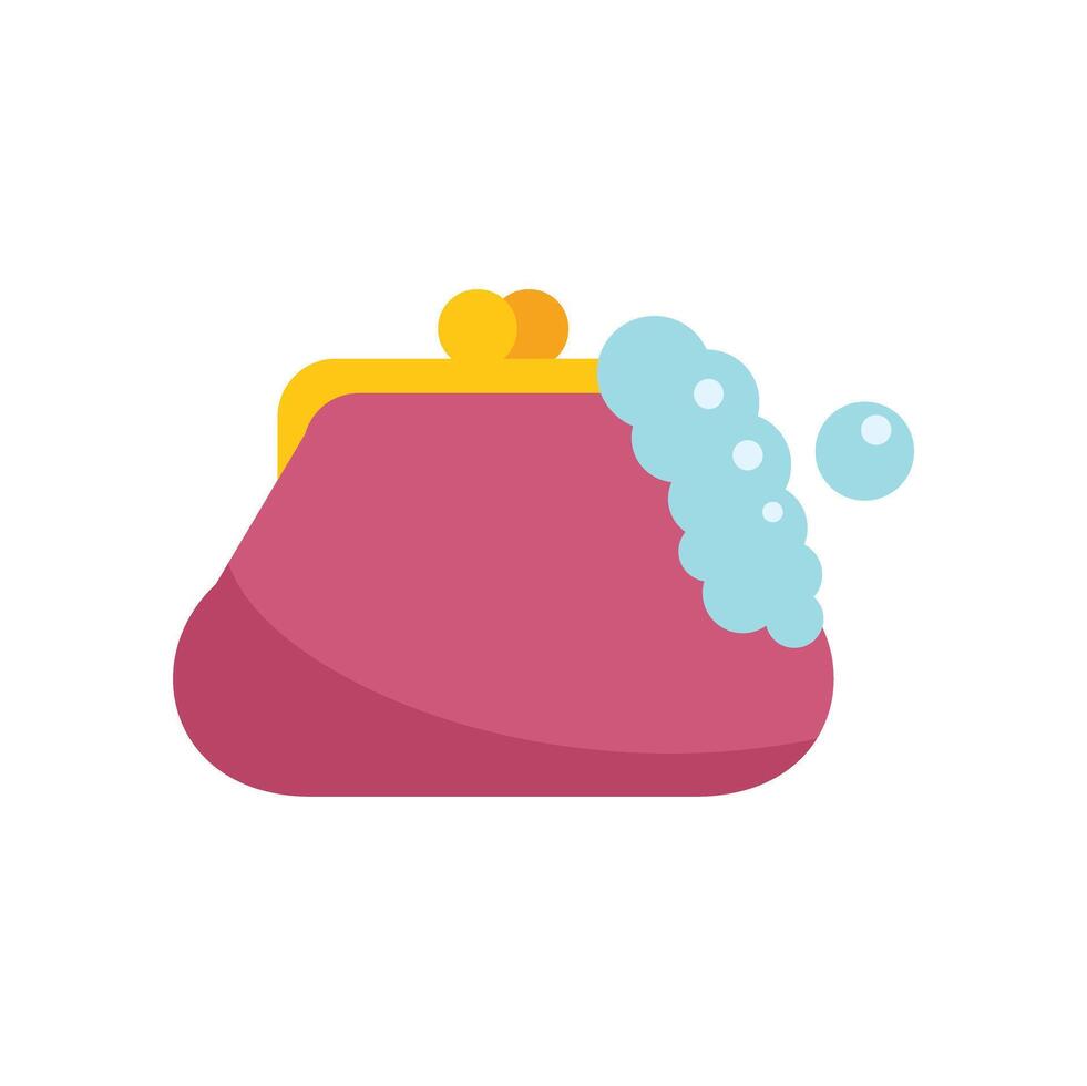 Pink wallet being washed with soap and water vector