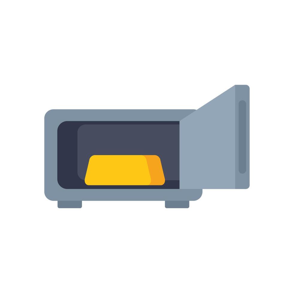 Open metal safe with golden bars inside storing valuable assets vector