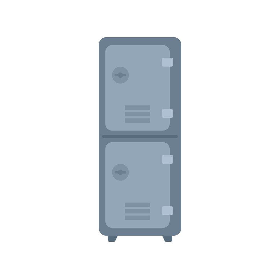Double metal locker door with lock and handle for storage vector
