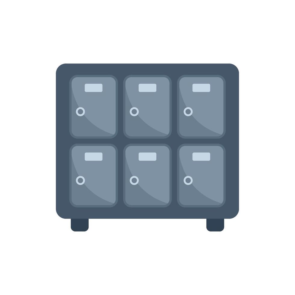Metal lockers with combination locks showing closed doors vector