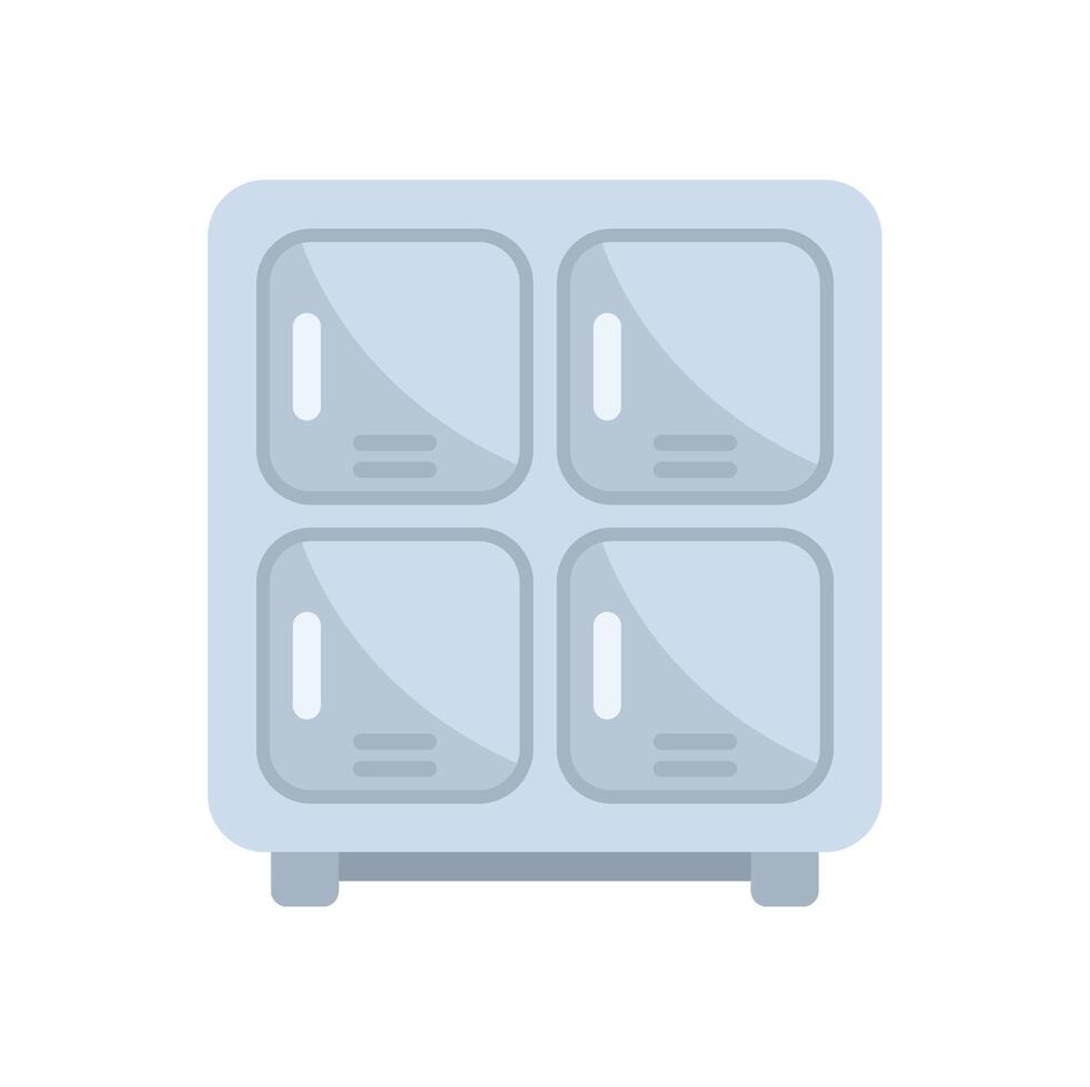 Metal cabinet with closed doors showing secure storage space vector