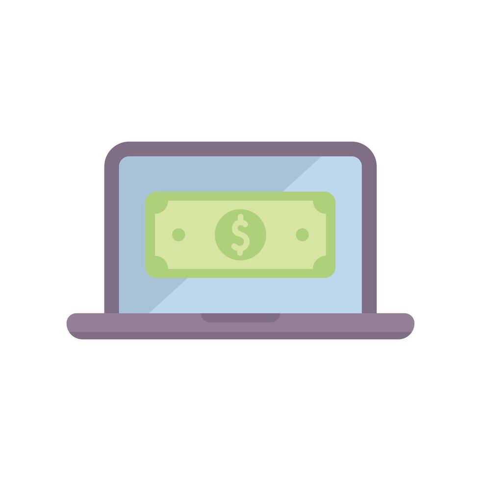 Laptop showing money on screen for online payment concept vector