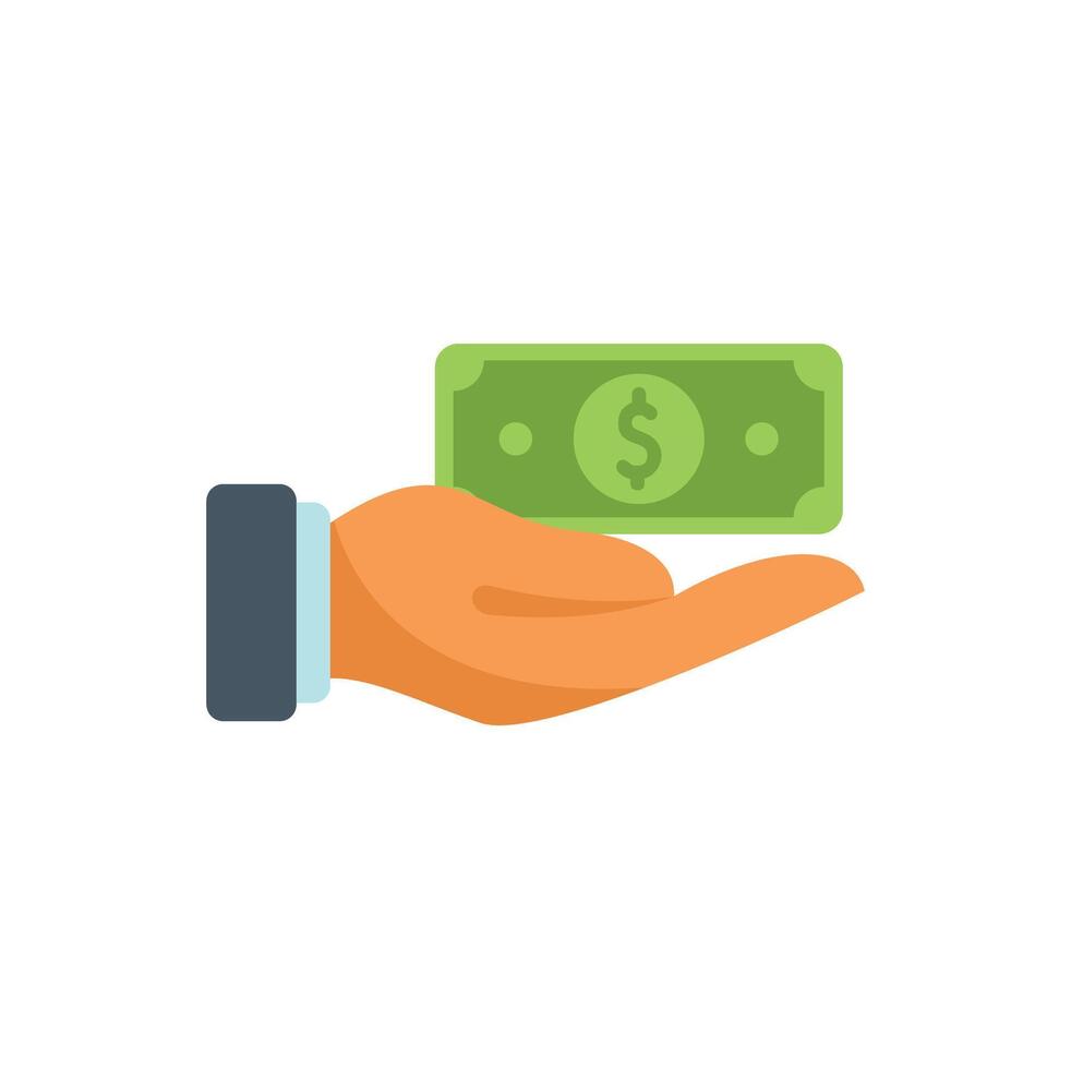 Businessman hand holding dollar bill finance icon vector