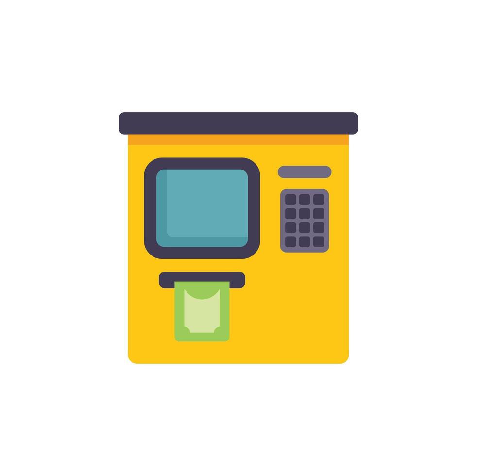 Atm machine dispensing cash money banknotes icon vector