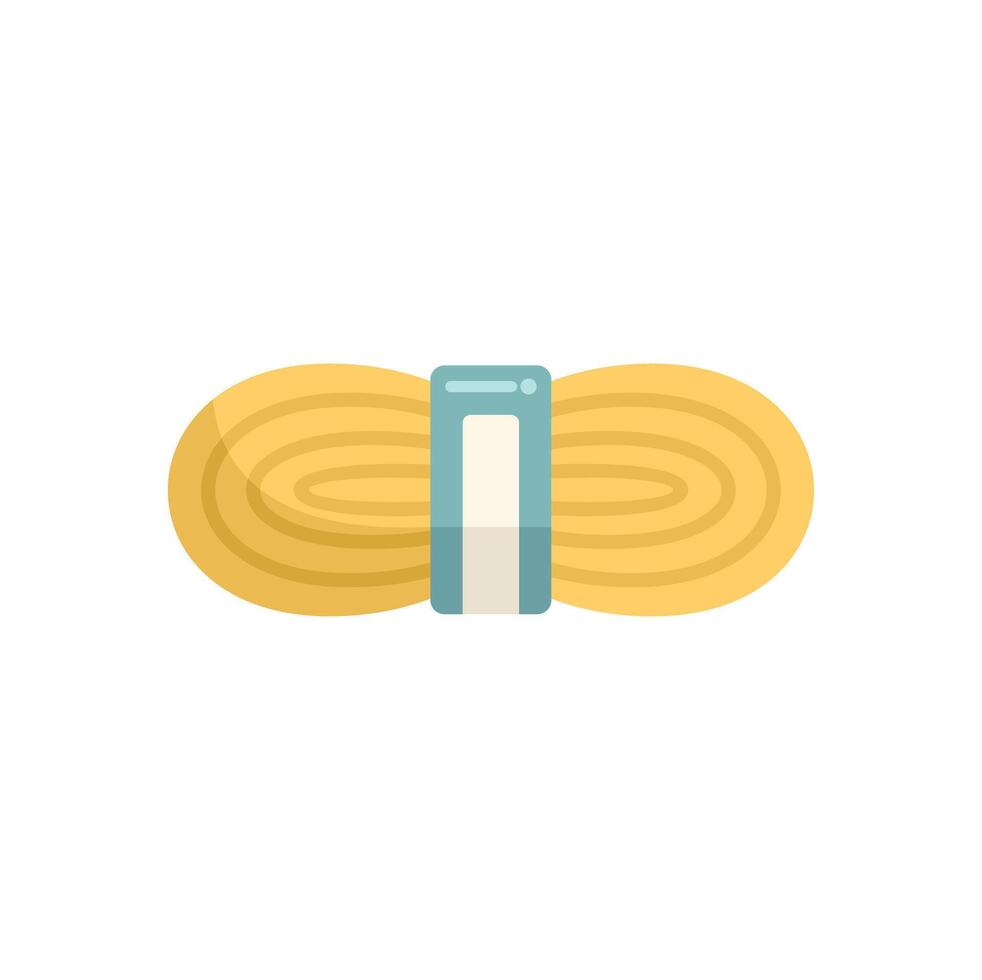 Yellow rope hank holding together using blue tape icon flat style vector