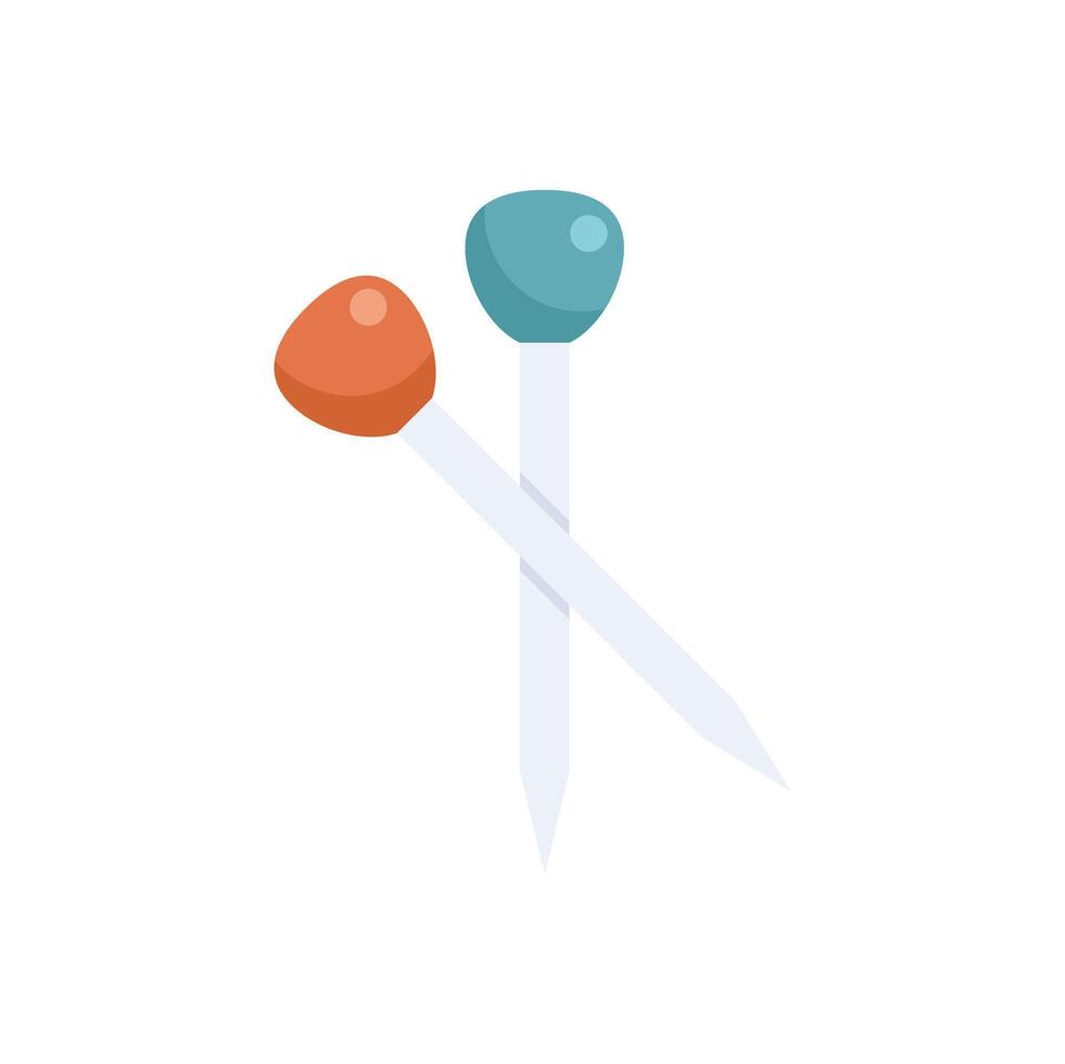 Two sharp sewing pins crossing each other for dressmaking vector