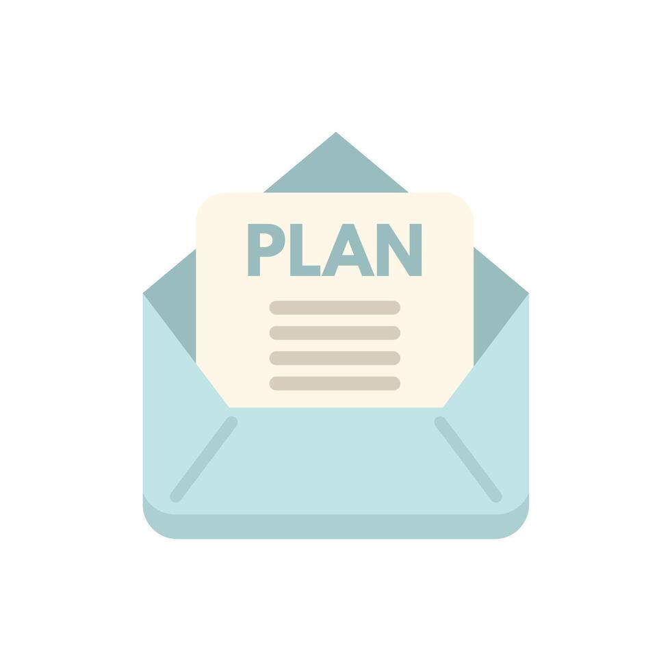 Open envelope containing business plan document icon vector
