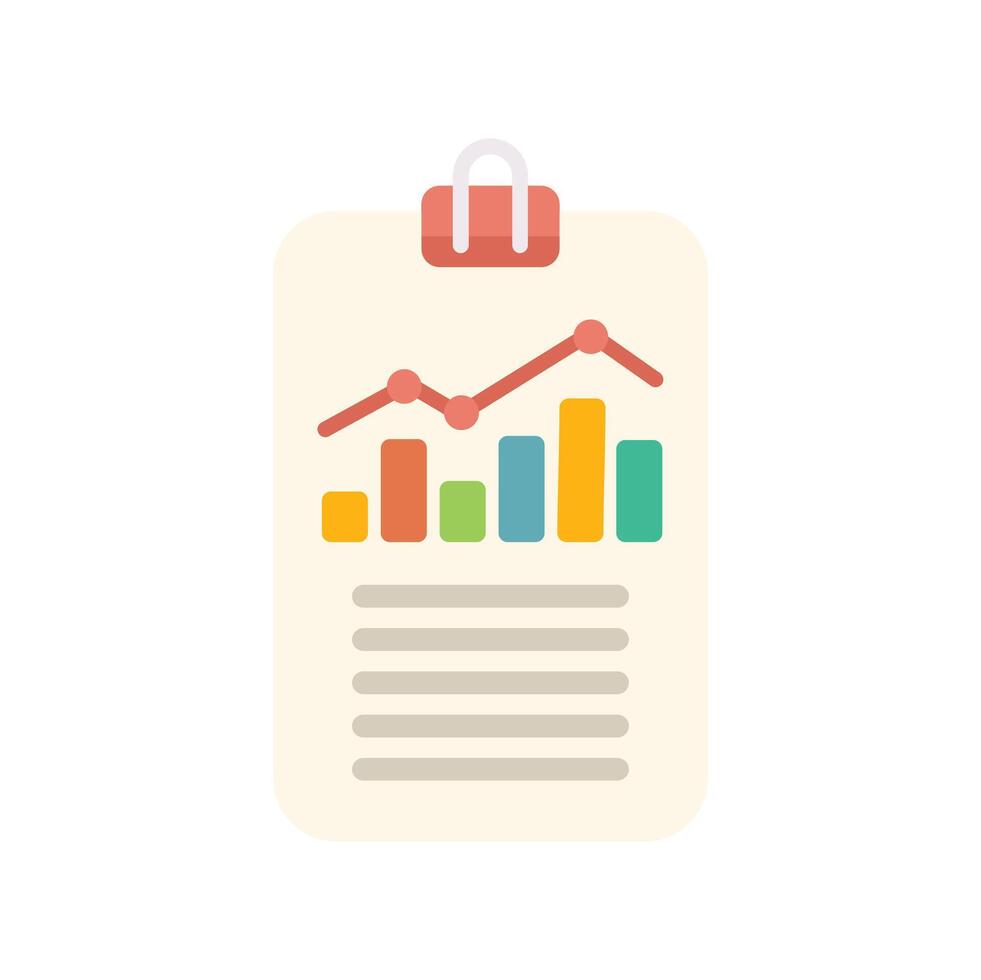 Clipboard showing growing chart and financial report document vector