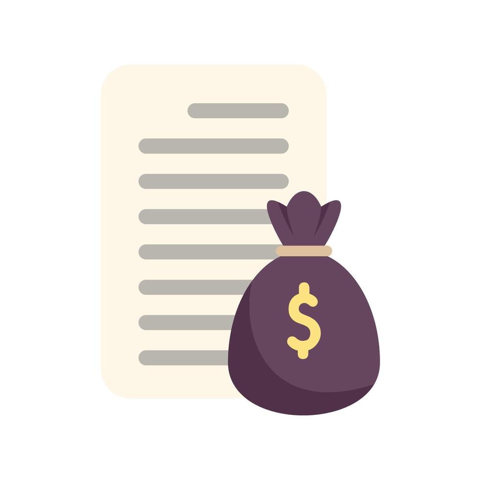 Money bag standing next to a document for finance and business concept vector