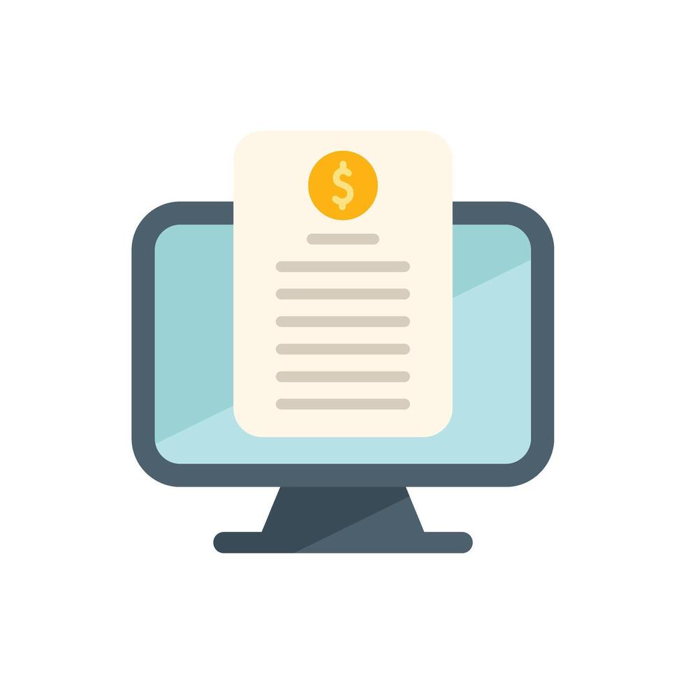 Computer showing online invoice for digital payment vector