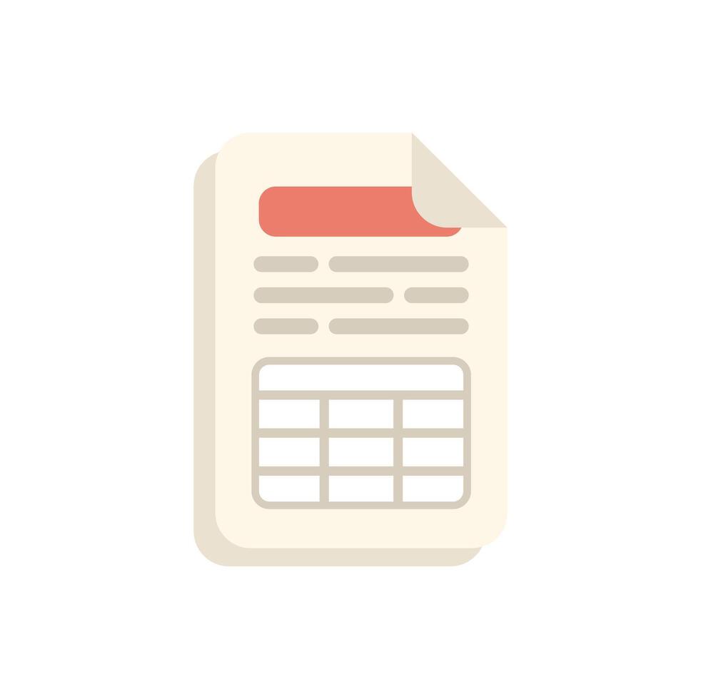 Paper document containing spreadsheet data and text representing business report vector