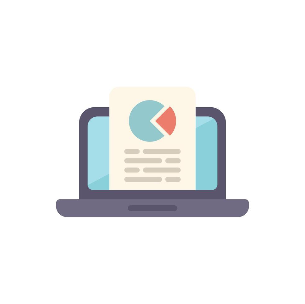 Laptop showing statistical business report with charts and diagram vector