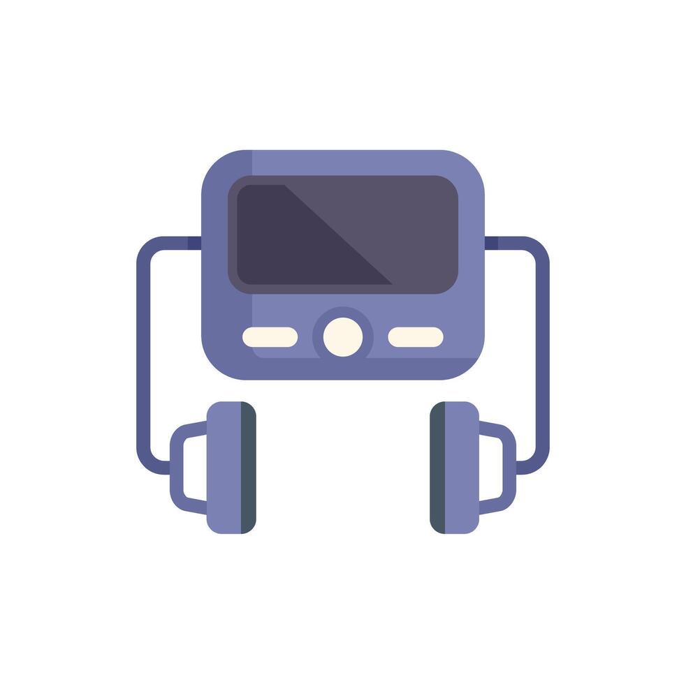 Portable music player connected to wired earphones for enjoying audio content vector