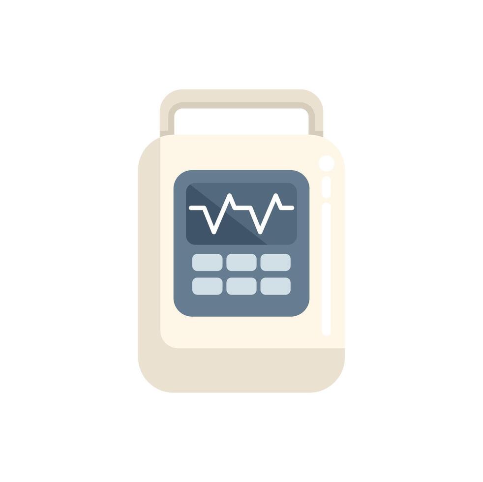 Portable medical device displaying heartbeat on screen vector