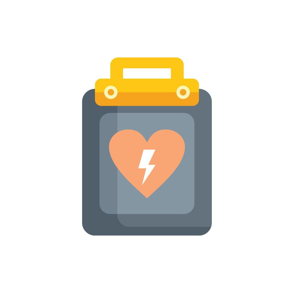Defibrillator device saving lives showing heartbeat icon vector