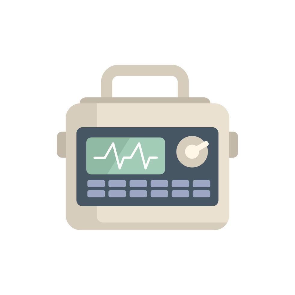 Portable medical device displaying heartbeat on screen vector