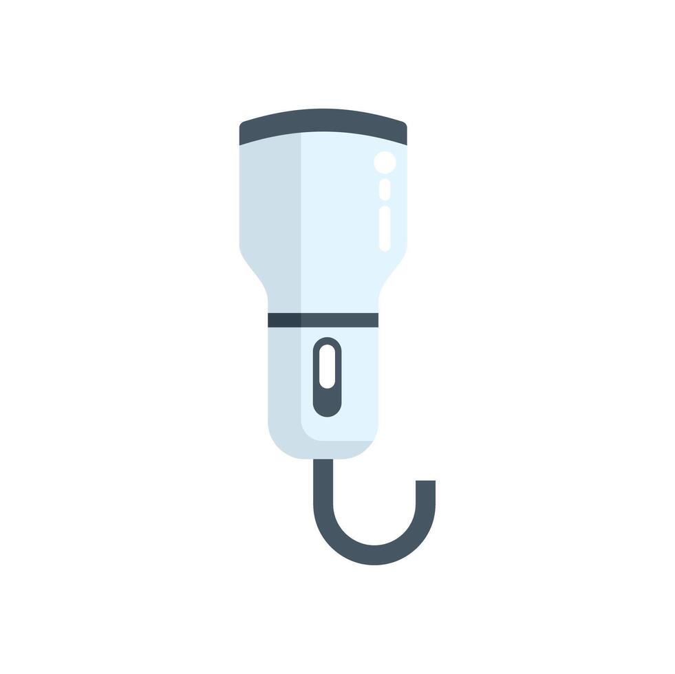 Hanging flashlight illuminating with hook feature for convenience vector