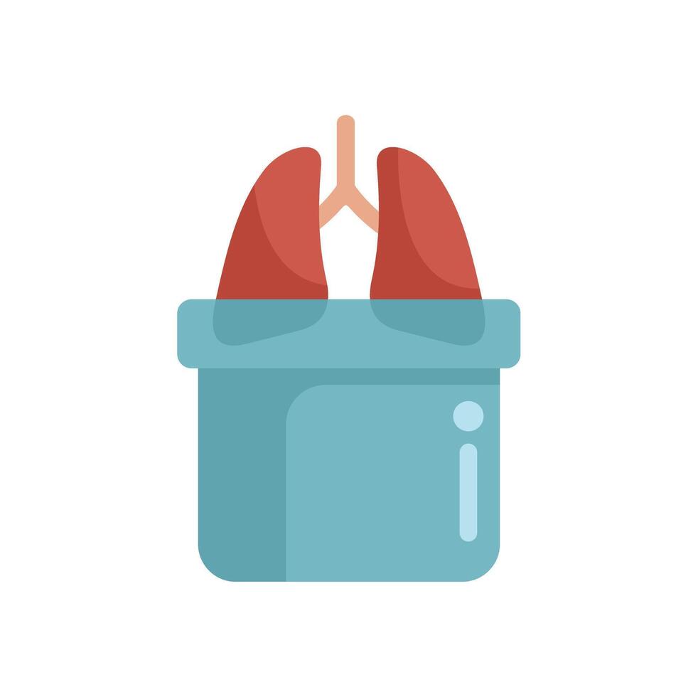 Human lungs being kept alive inside a medical container vector