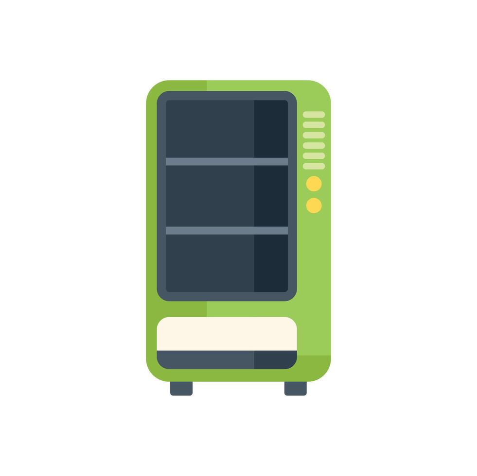 Green vending machine offering snacks and beverages icon vector