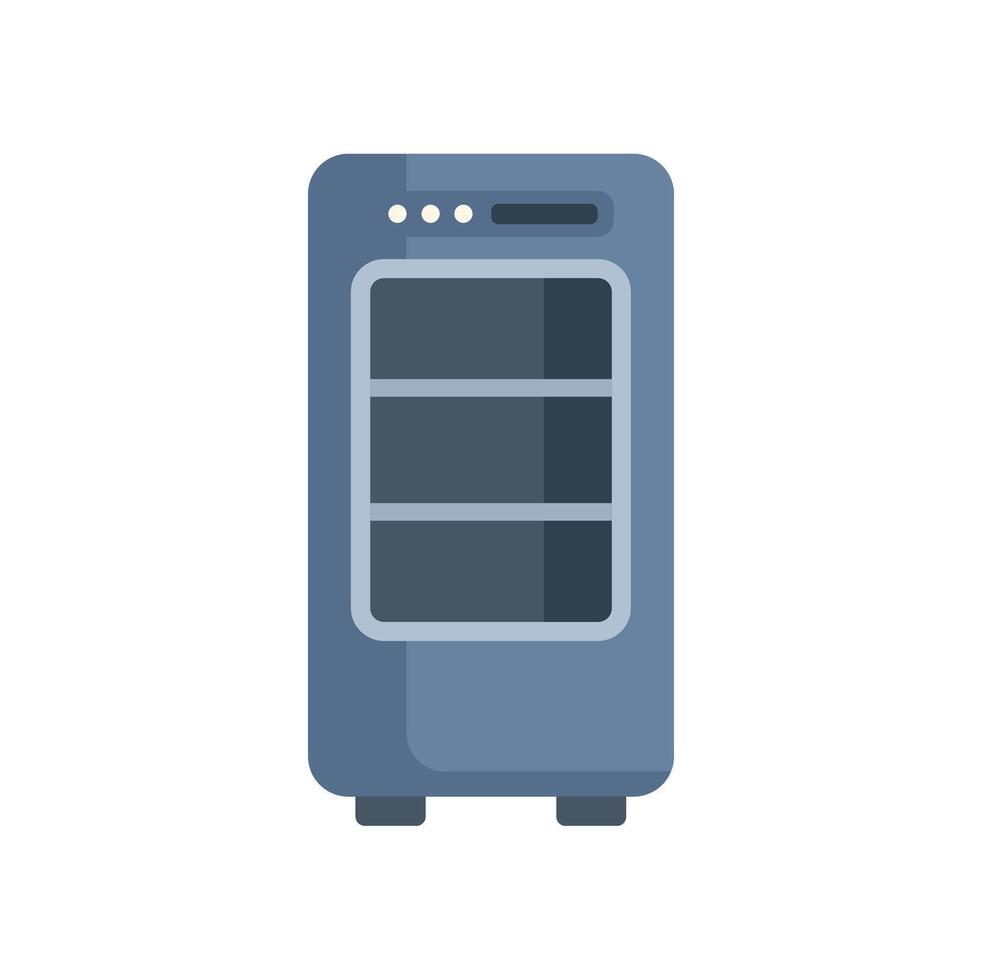 Modern refrigerator standing on white background with door closed vector