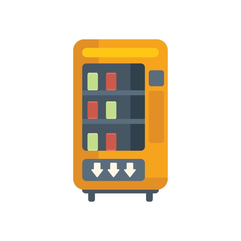 Yellow vending machine offering snacks and beverages vector