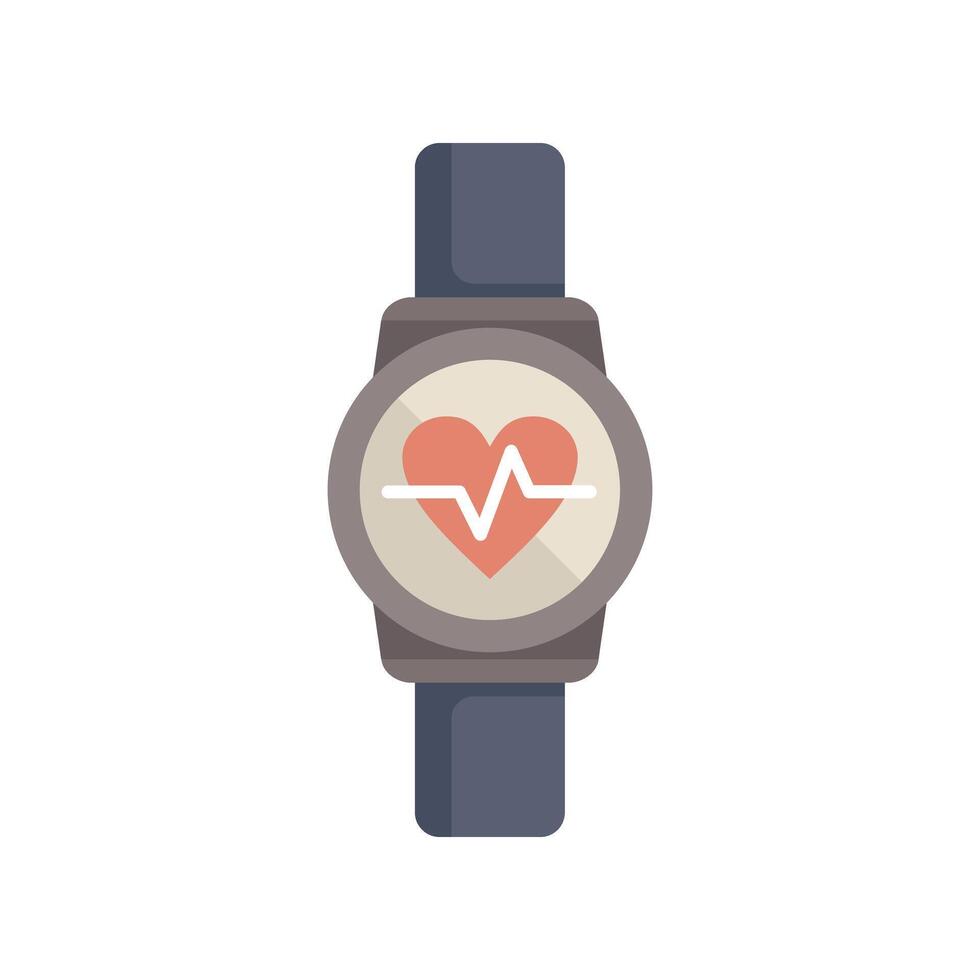 Smartwatch displaying heart rate monitor in flat design style vector
