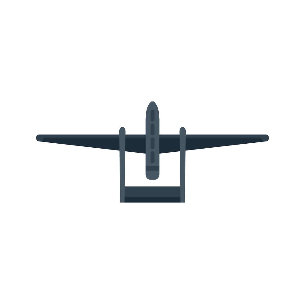 Modern military drone landing on a special platform icon vector