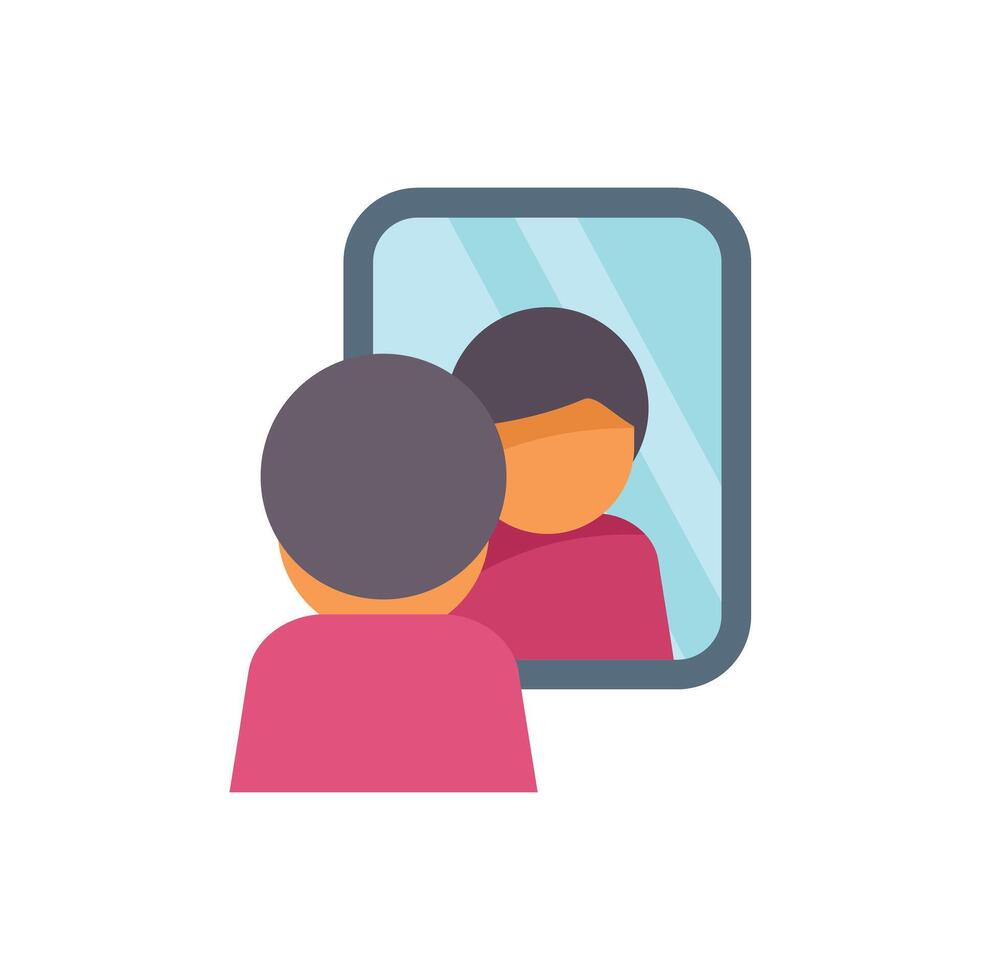 Young man looking at his reflection in the mirror vector