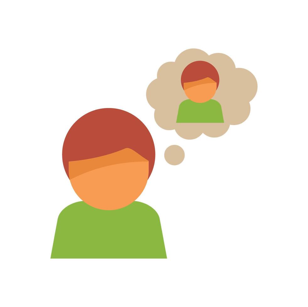 Young man thinking about another person with thought bubble vector