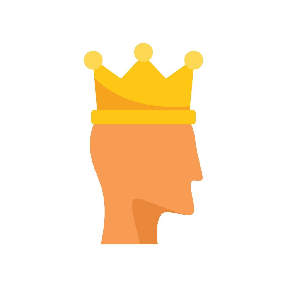 Human head wearing golden crown profile view vector