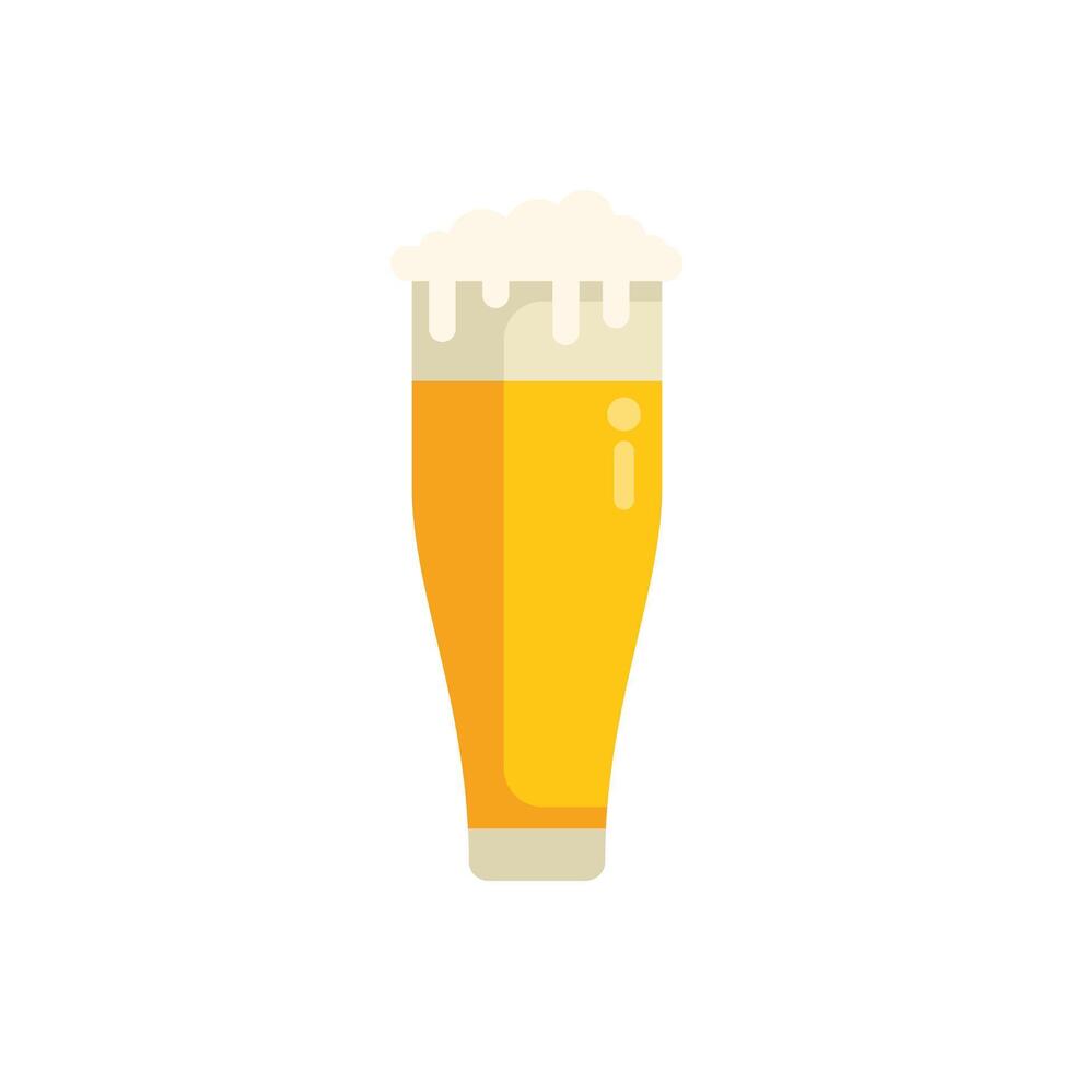 Tall glass of beer with foam overflowing on white background vector