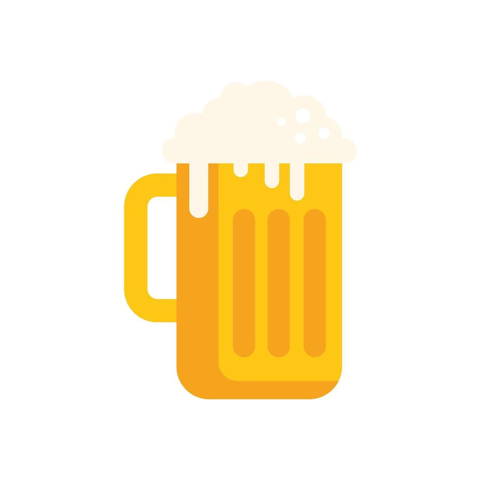 Glass of beer with foam overflowing minimalist illustration vector