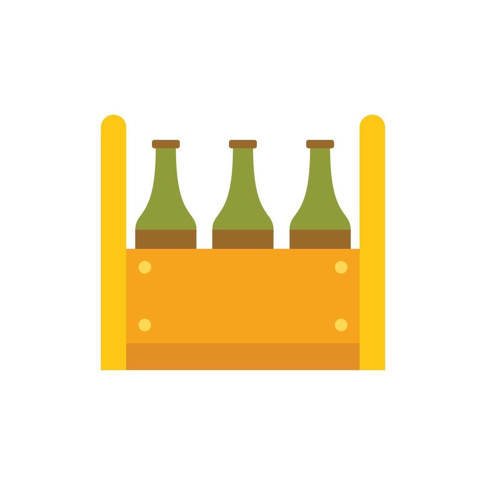 Three bottles standing in a wooden beer crate vector