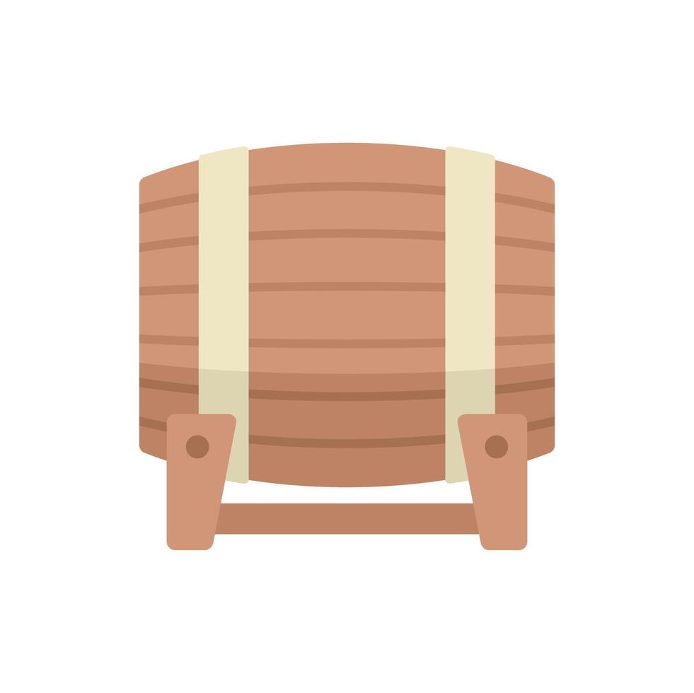 Wooden barrel standing on support structure vector