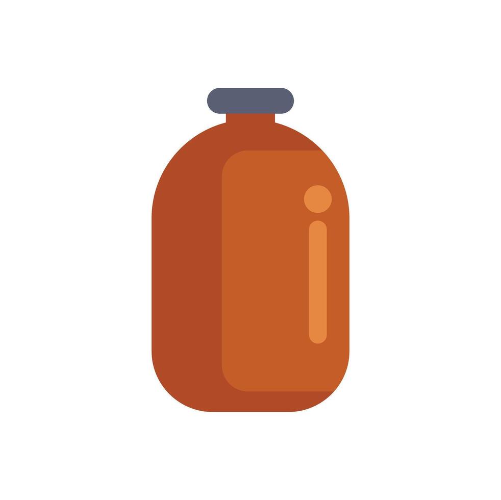 Brown bottle with grey cap standing on white background vector