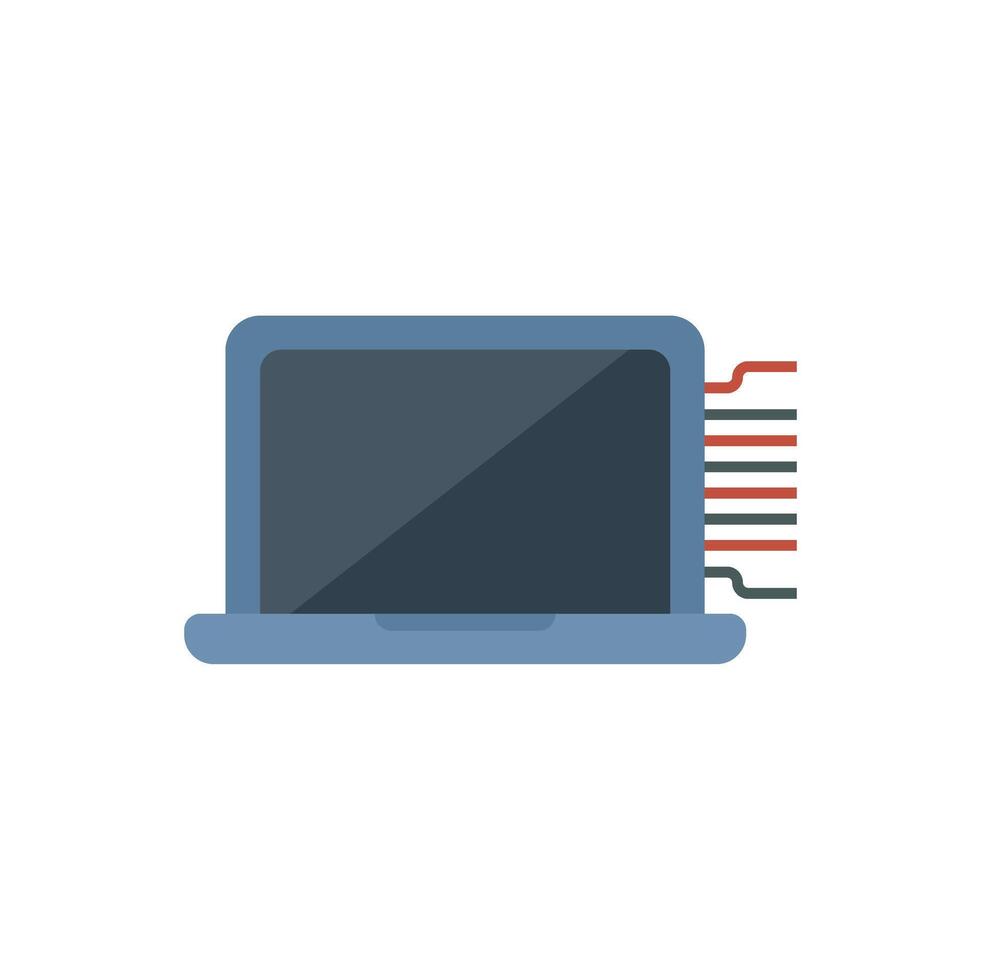 Laptop showing artificial intelligence algorithm processing data vector