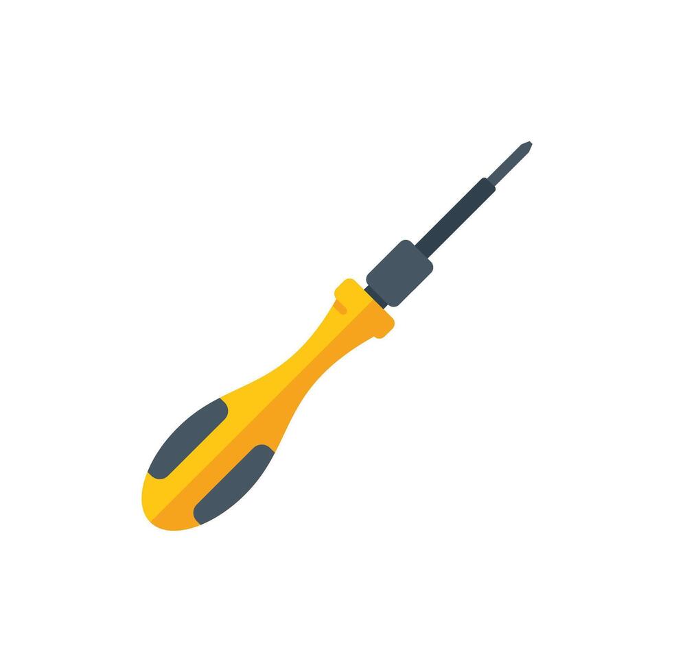 Yellow screwdriver lying on white background vector