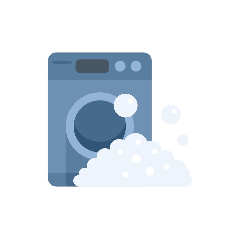 Washing machine making a lot of foam while washing clothes vector