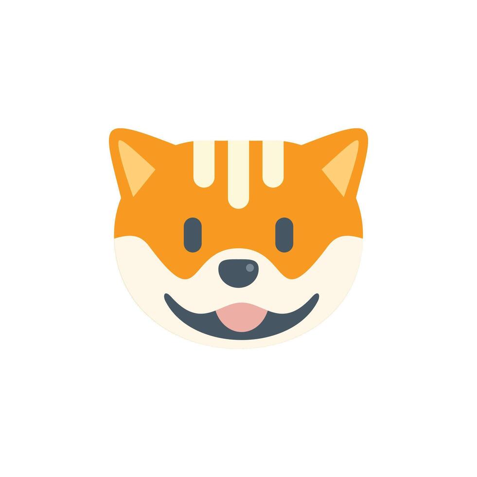 Happy orange striped tabby cat face smiling showing tongue vector