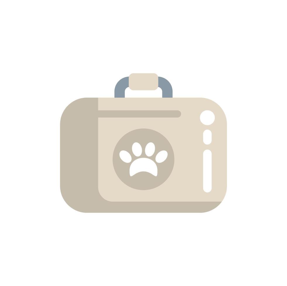 Pet carrier container for traveling with animals showing paw print logo vector