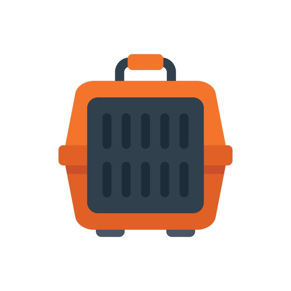 Orange pet carrier protecting animals while traveling vector