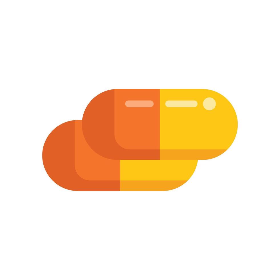 Two orange and yellow pills overlapping representing healthcare and medicine vector
