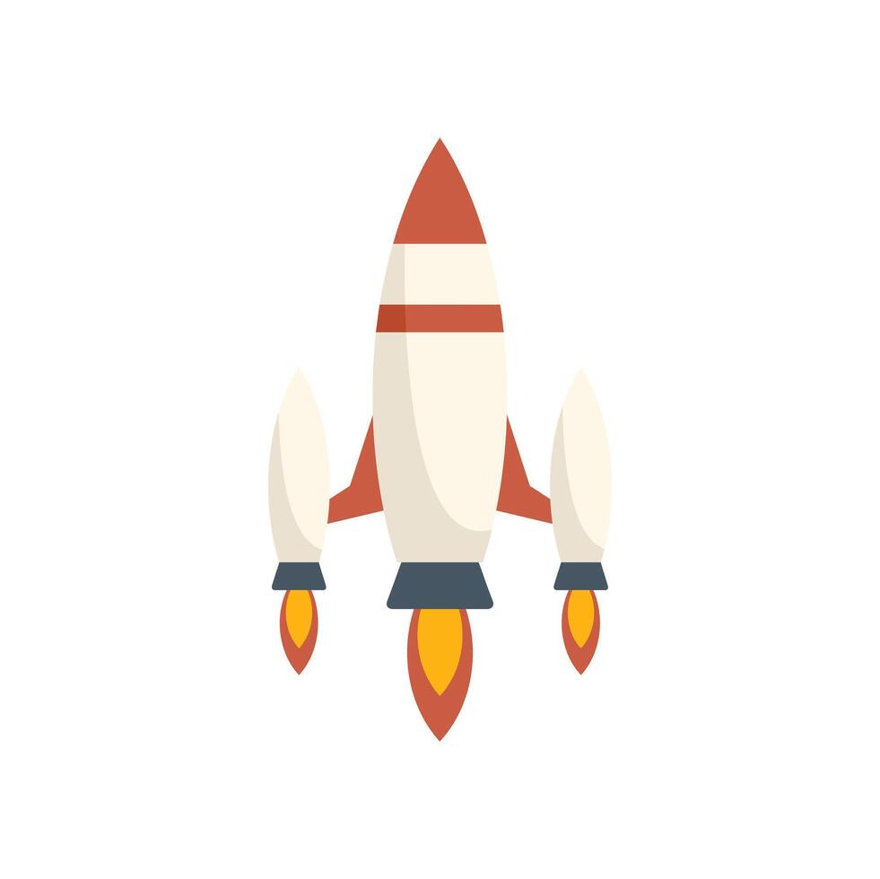 Space rocket flying with fire and smoke coming out of its thrusters vector