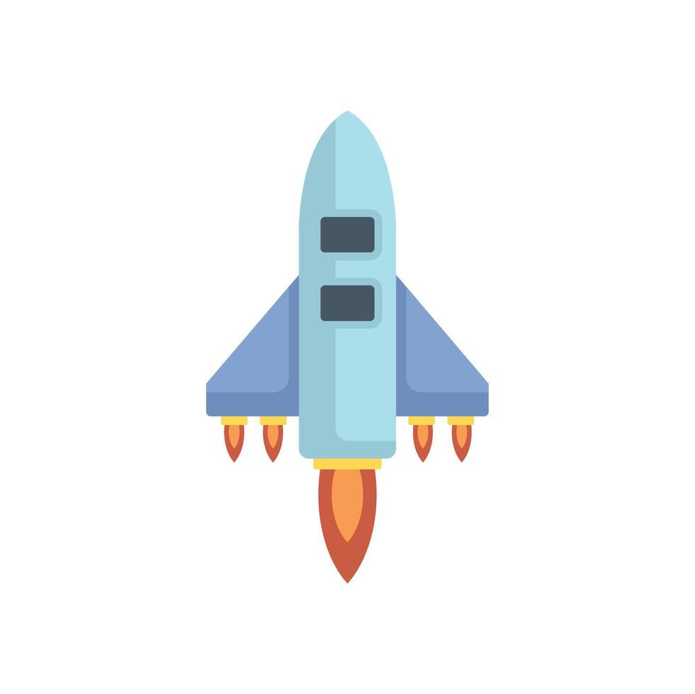 Modern spaceship blasting off from earth on a mission vector