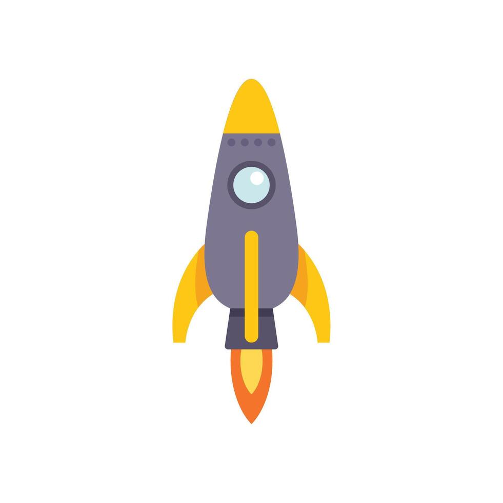 Spaceship launching upward leaving a trail of fire vector