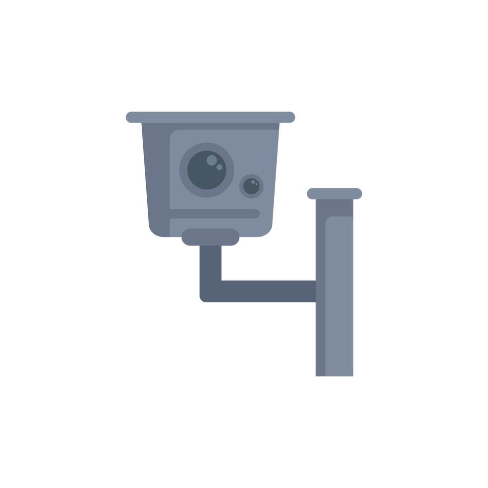 Security camera mounted on metal pole providing surveillance vector