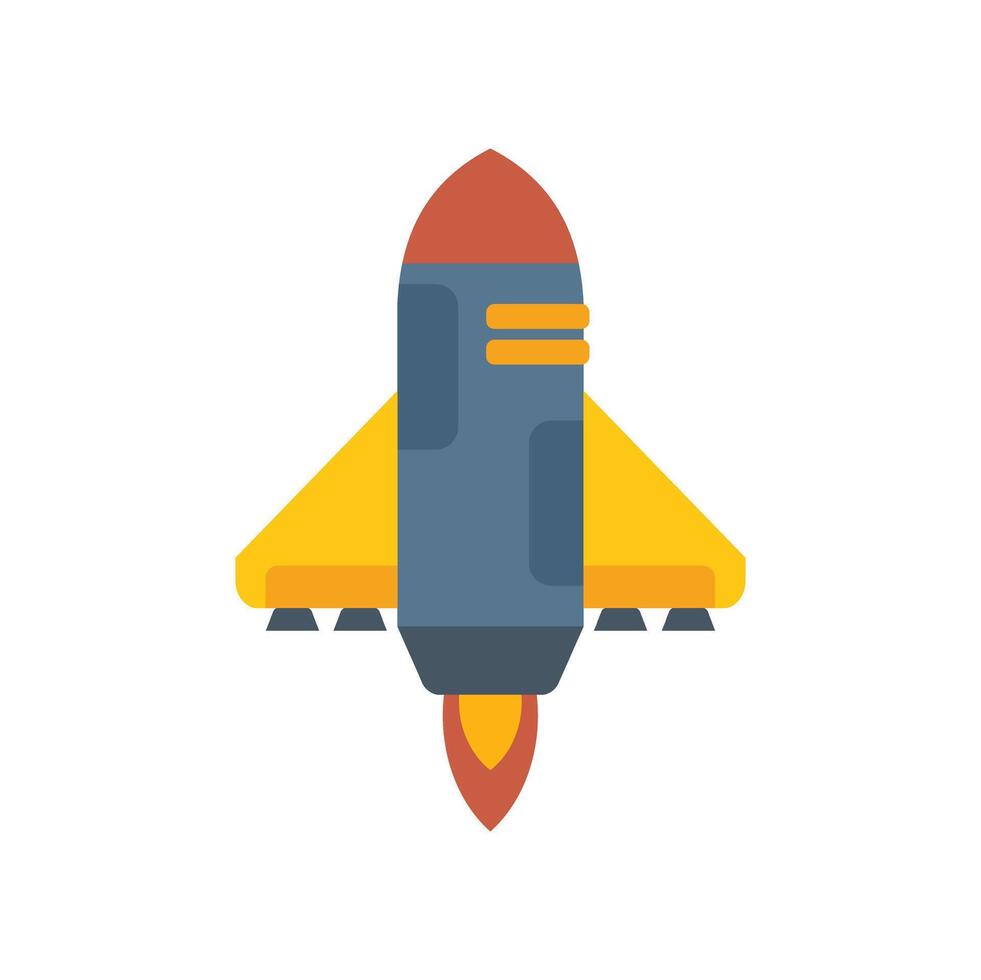 Modern spaceship blasting off on white background vector