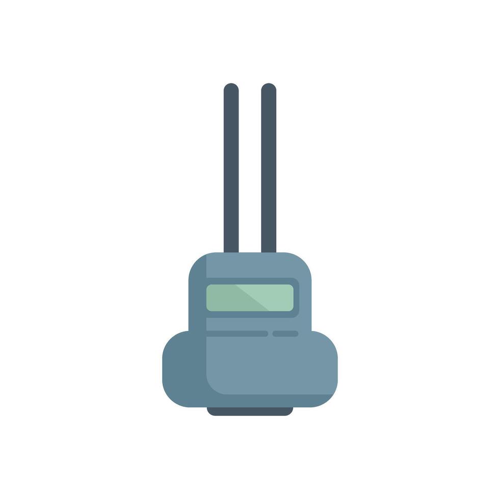 Walkie talkie with antenna transmitting signals icon vector