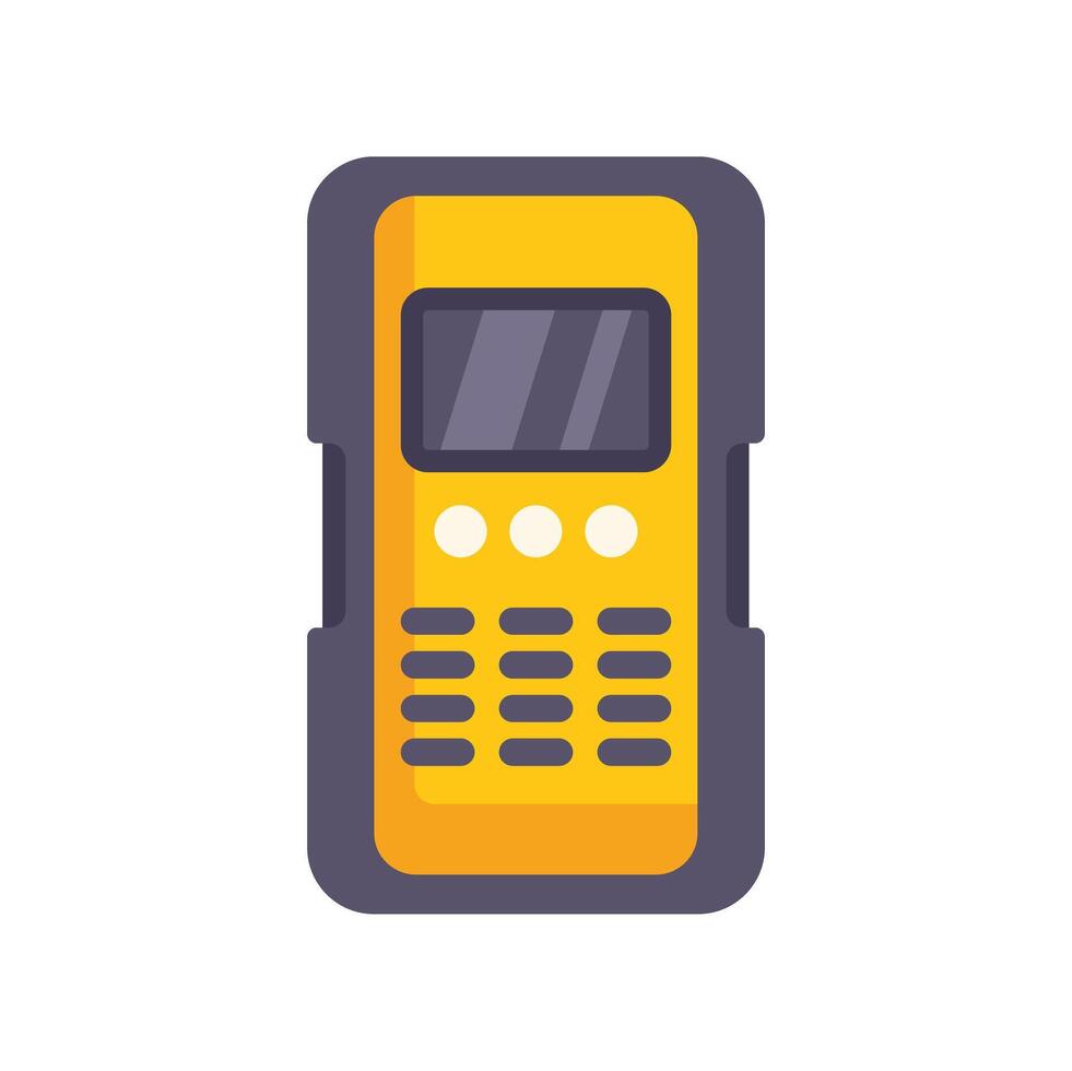Yellow walkie talkie showing blank screen for communication vector