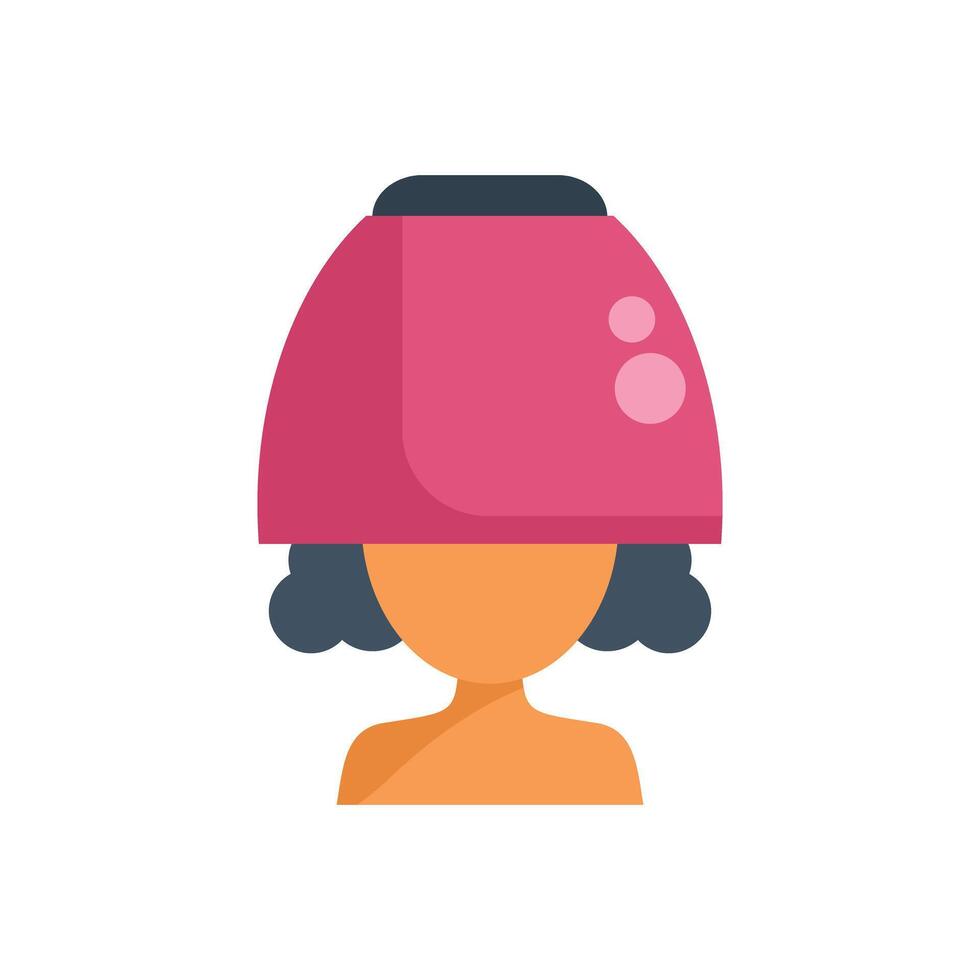 Woman drying hair with hair drying hood in hair salon vector